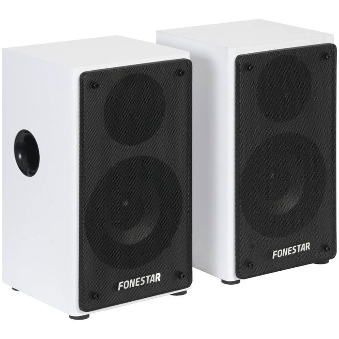 Fonestar class-220b Altavoces activos 2.0 blancos, 2x45W RMS, 60-20000Hz, BT 5.0, línea aux, RCA, mando a distancia